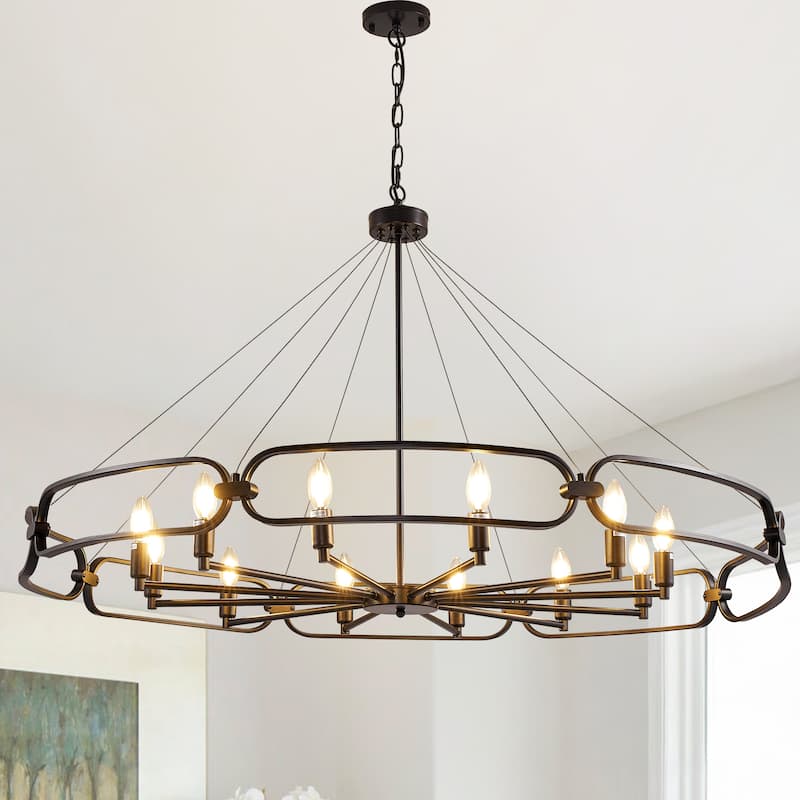12-Light Modern Chandelier, Large Round Chandelier - 52"