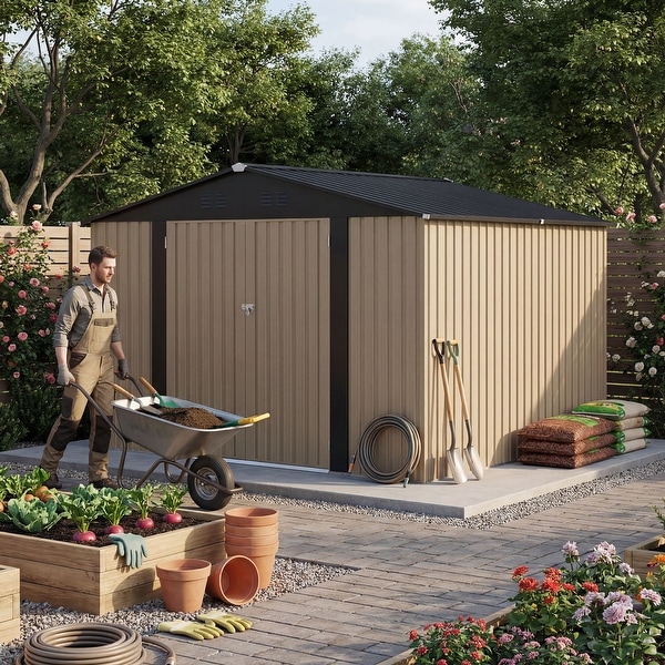 Moasis 10ft x 8ft Spacious Metal Outdoor Storage Shed, Lockable