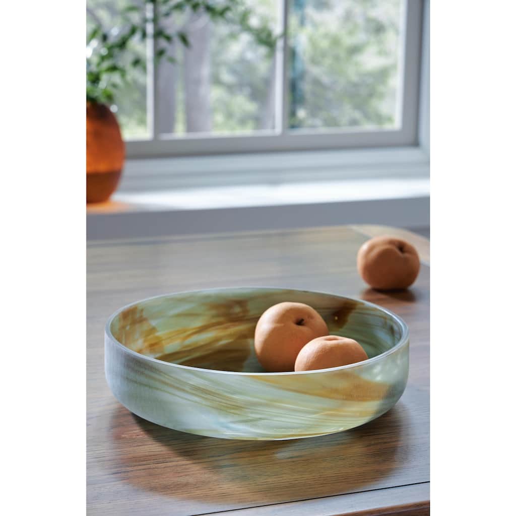 Signature Design by Ashley Bannington Green Bowl - 13.38" W x 13.38" D x 3.75" H