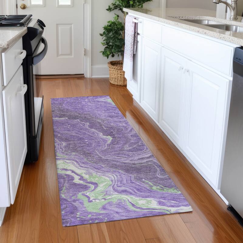 Premium Washable Super Soft Abstract Mayfield Rug - Purple - 2'3" x 7'6"