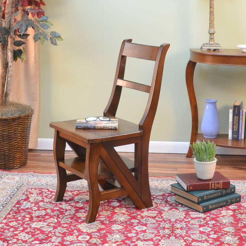Copper Grove Stevensville Folding Wood Library Ladder Chair