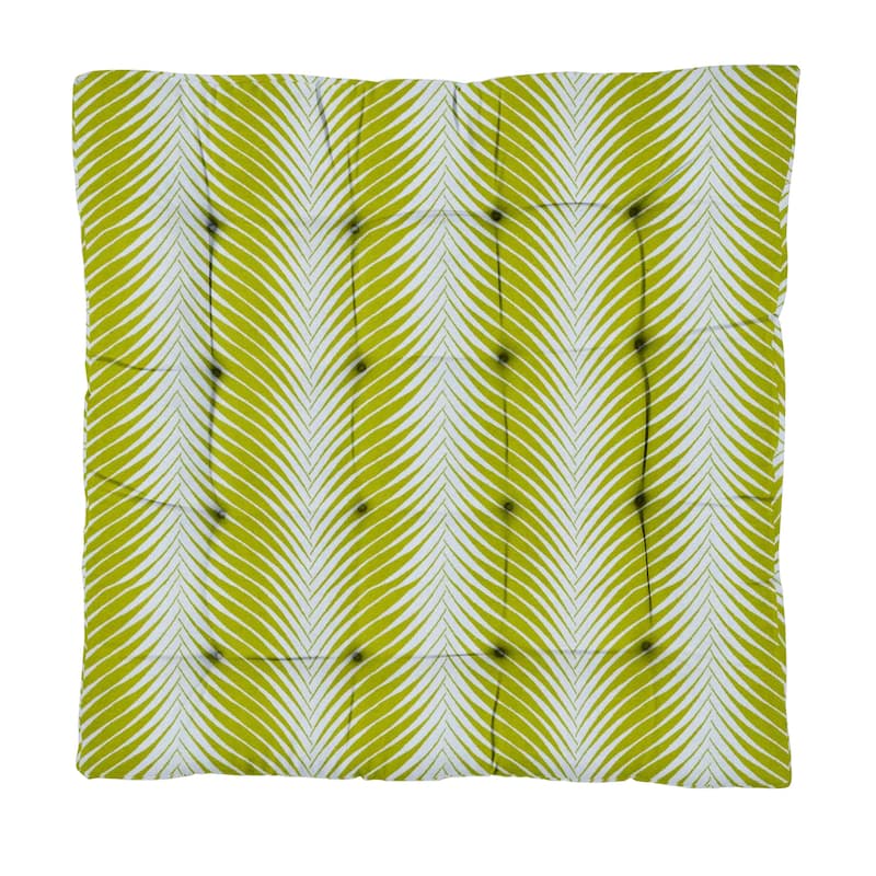 Sorra Home Sunbrella Large Indoor/Outdoor Palm Square Tufted Floor Pillow with Handle (Single Pillow)