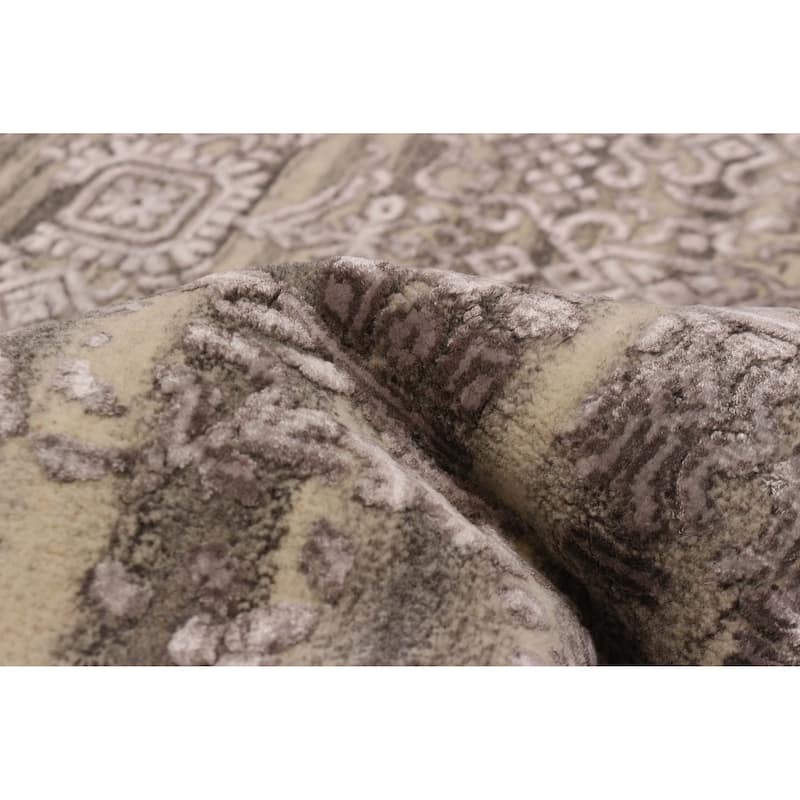ECARPETGALLERY Hand-knotted Heritage Taupe Silk, Wool Rug - 9'8 x 12'10