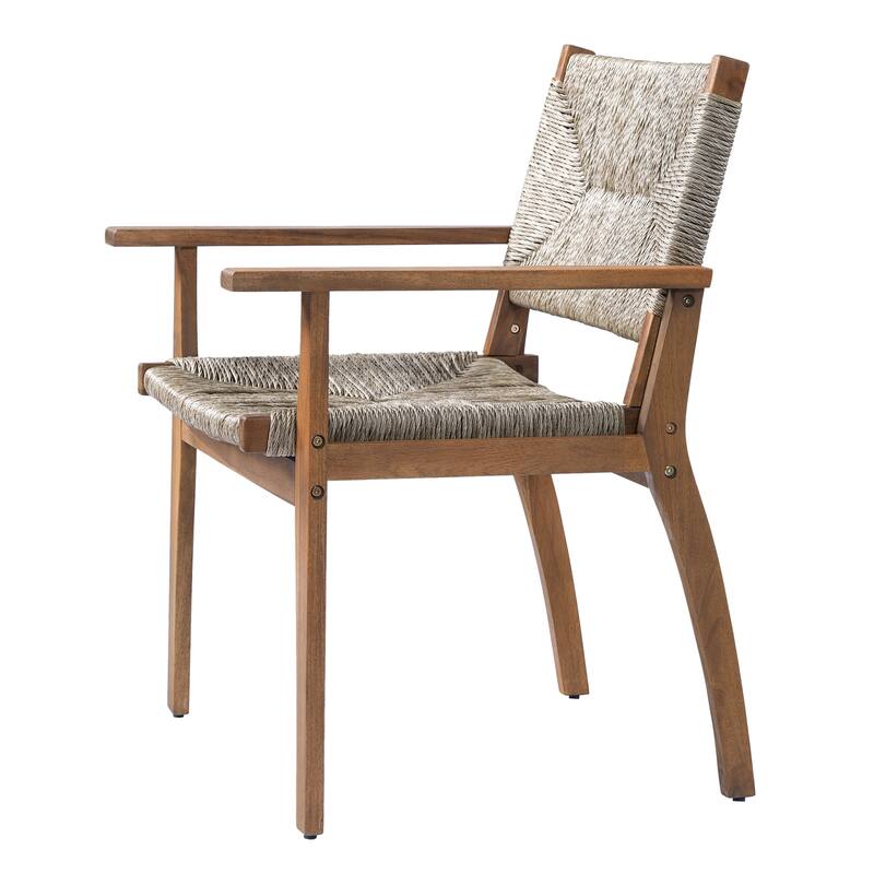 Christopher Knight Home - Outdoor Acacia Wood Dining Chair with Handwoven Wicker Seat (Set of 2)