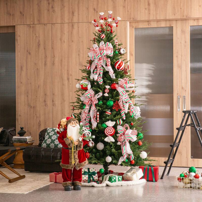 Glitzhome 18ct Christmas Tree Whimsical Red/ Green/ Silver Deluxe Large Ball Ornaments