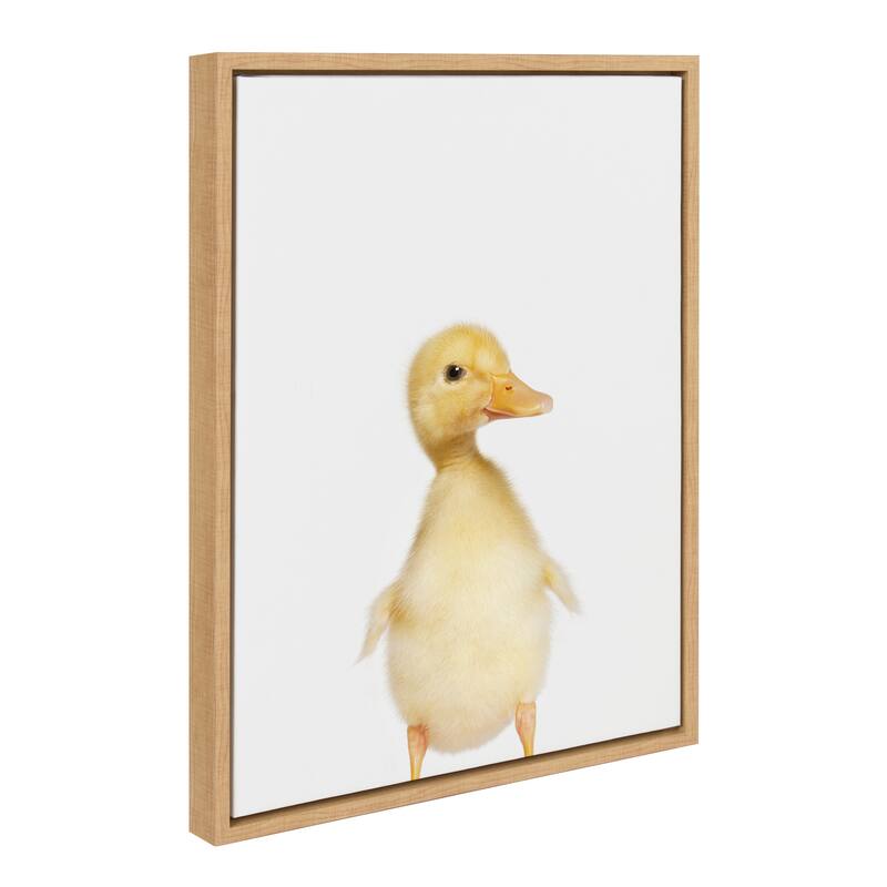Sylvie Baby Duck Animal Print Portrait Framed Canvas Art, Gray 18 x 24 - Plastic - 18x24 - Brown