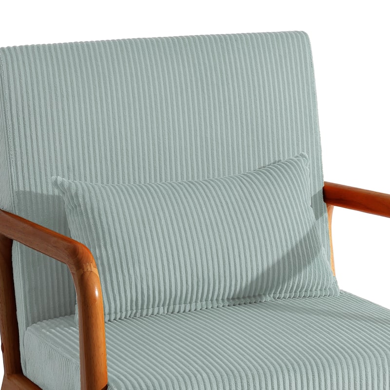 Modern Corduroy Upholstered Accent Chair with Wood Legs Set of 2