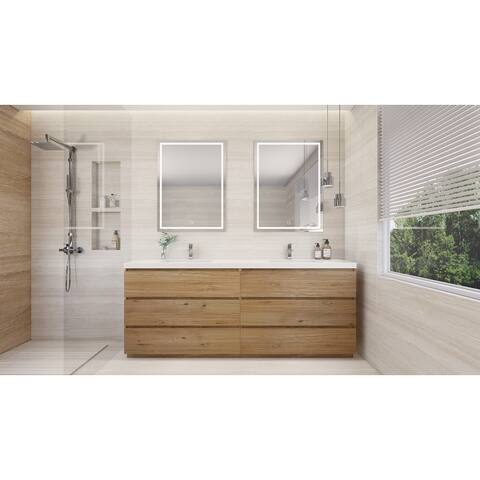 Angeles 84" freestanding bath vanity with dual basin reinforced acrylic top