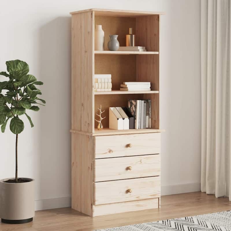 vidaXL Bookcase with Drawers ALTA 23.6"x13.8"x55.9" Solid Wood Pine