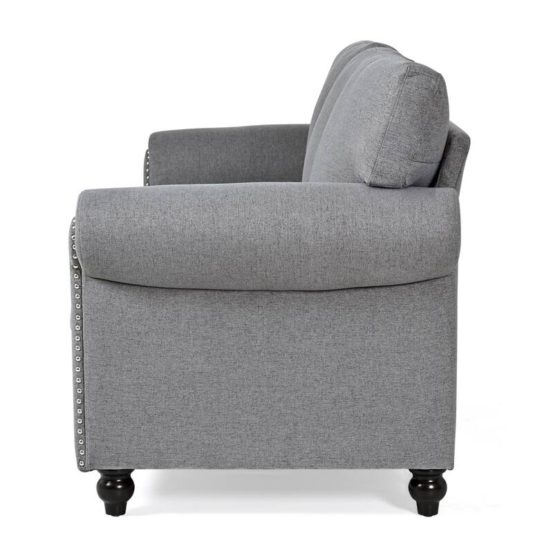 83.86" Fabric Roll-Arm 3-Seater Sofa with Pocket Spring Seat, PP Foam Backrest, and Solid Wood Frame