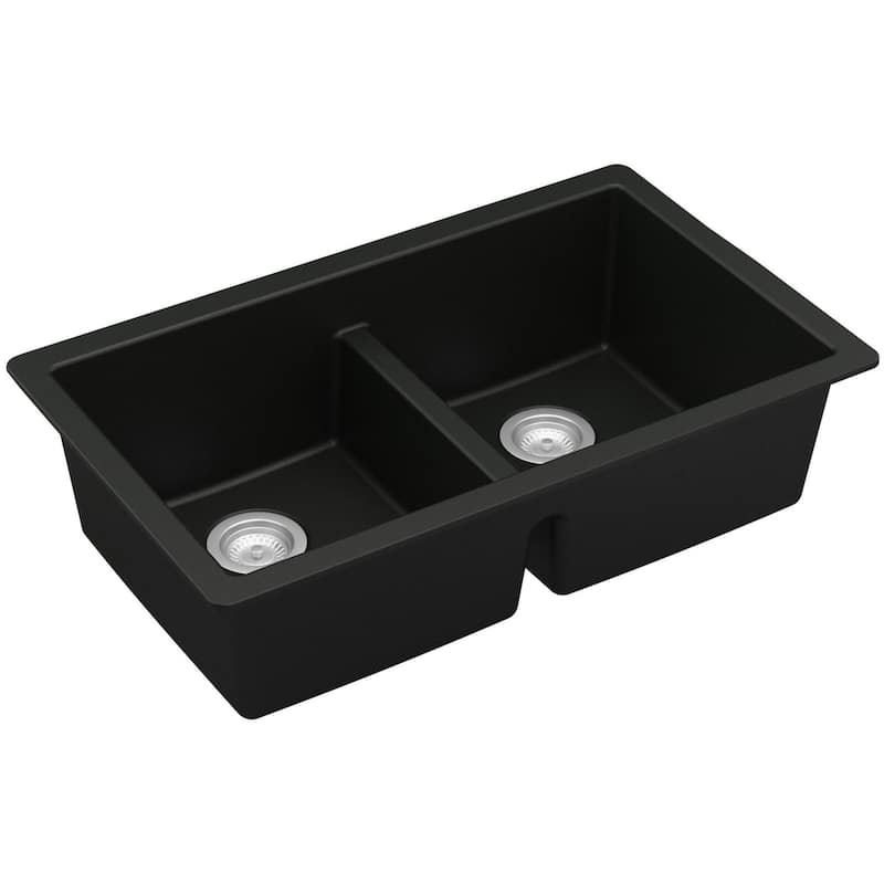 Karran USA QU-810 32" Undermount Double Equal Bowl Quartz/Granite - Black