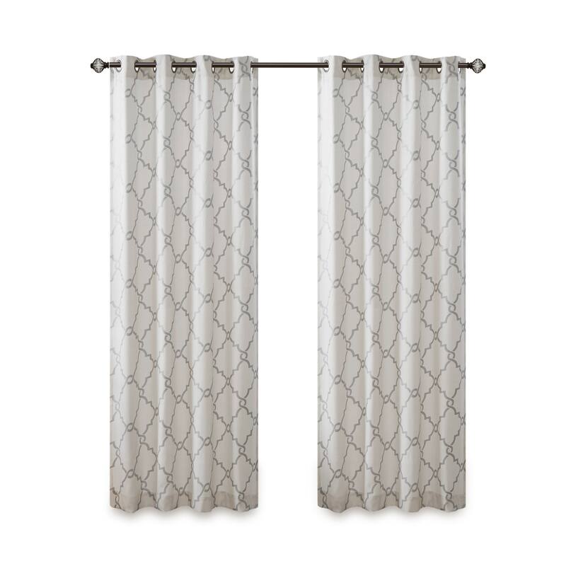 Madison Park Westmont Fretwork Print Grommet Top Window Single Curtain Panel