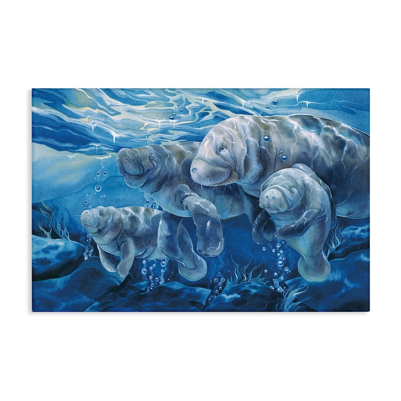 Stupell Underwater Manatee Family Canvas Wall Art Design By Jody Bergsma - 24 x 16