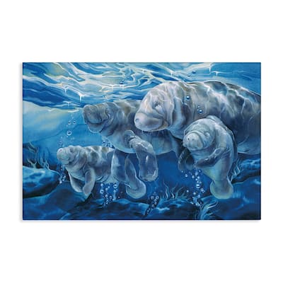 Stupell Underwater Manatee Family Canvas Wall Art Design By Jody Bergsma