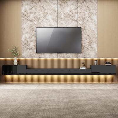 Large Floating TV Stand Wood Entertainment Cabinet for Home and Office - 110.2INCH