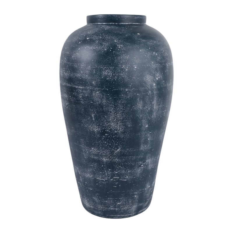 Textured Terracotta Vase with Distressed Finish - Tall Flower Vase