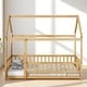 preview thumbnail 32 of 36, Twin / Full Size Wooden House Bed with Fence and Roof bed Frame, Montessori Style Floor Bed for Kids