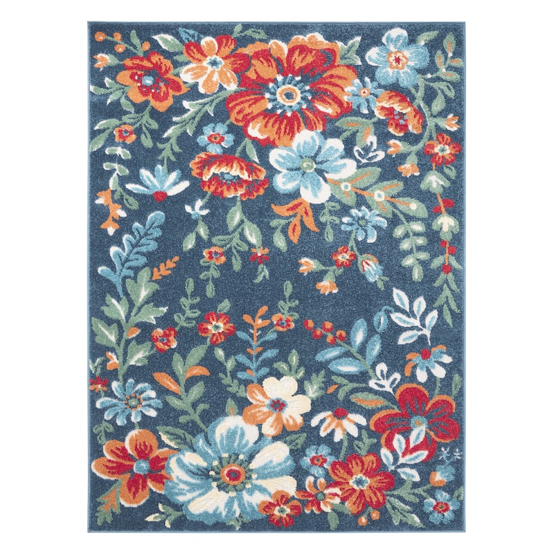 TOWN & COUNTRY EVERYDAY Hibiscus Bloom Modern Floral Indoor Outdoor Area Rug, UV Fade Resistant, High-Low Pile