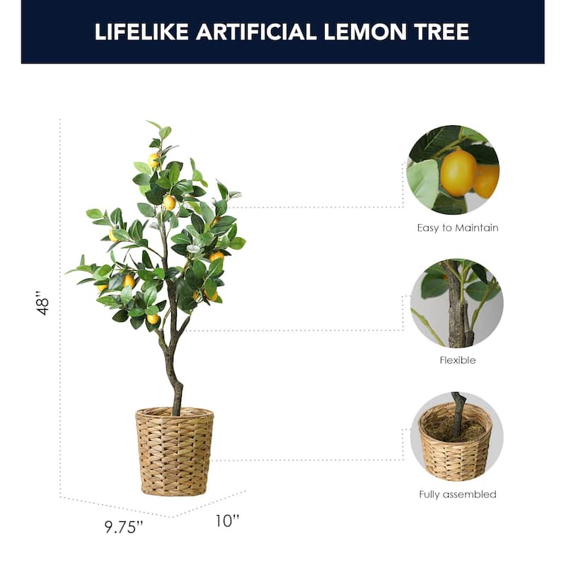 American Art Decor Artificial Faux Tree in White Tapered Ceramic Pot