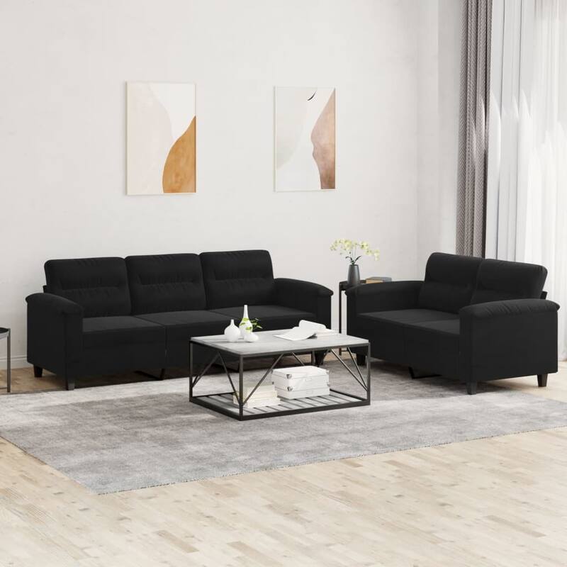 vidaXL Sofa Set Black - 30.3 x 82.7 x 31.5 in
