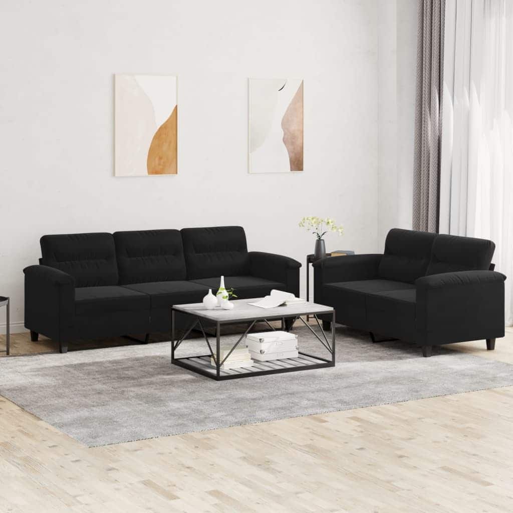 vidaXL Sofa Set Black - 30.3 x 82.7 x 31.5 in