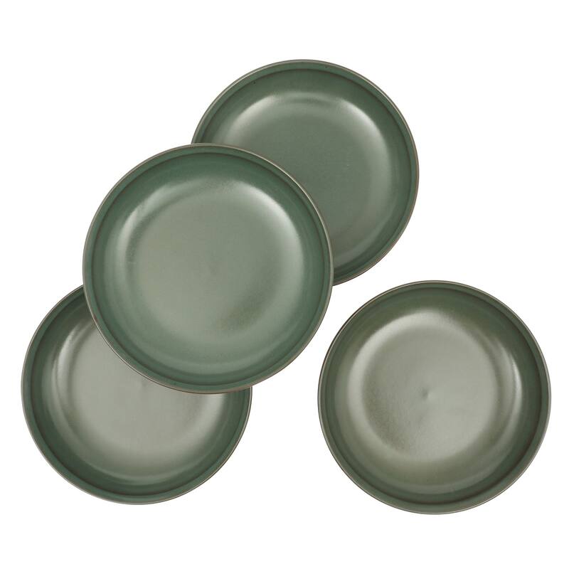 Gibson Elite Beckett 4-Piece Dinner Bowl Set - Reactive Glaze Stoneware - Shallow Pasta Bowls