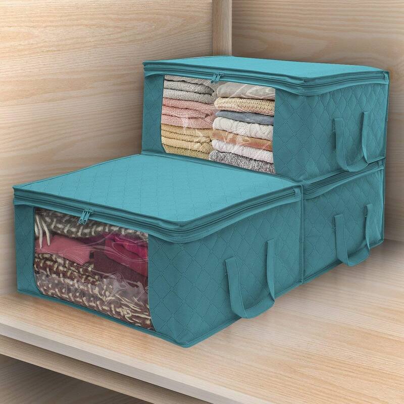 Sorbus Foldable Storage Bag Organizers, Large Clear Window & Carry Handles (3 Pack)