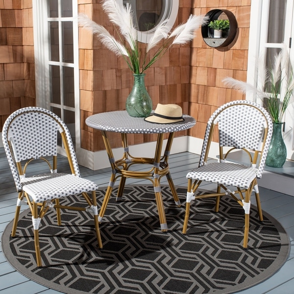Safavieh Salcha Grey Indoor/ Outdoor Stackable Chair (Set of 2)
