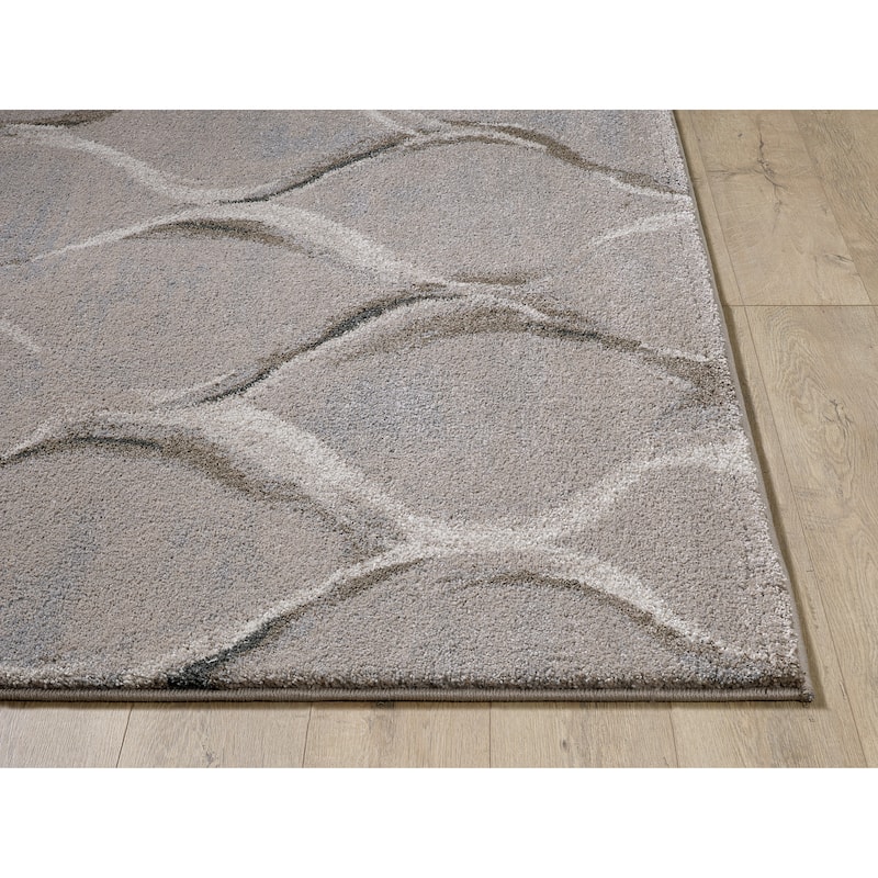 Domani Scene Transitional Charcoal Wave or Brick Area Rug