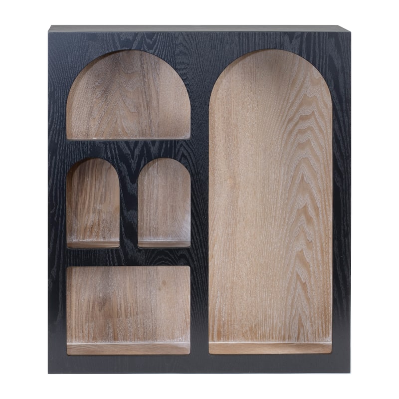 Arched Wooden Wall Shelf - 22" - Black and Brown