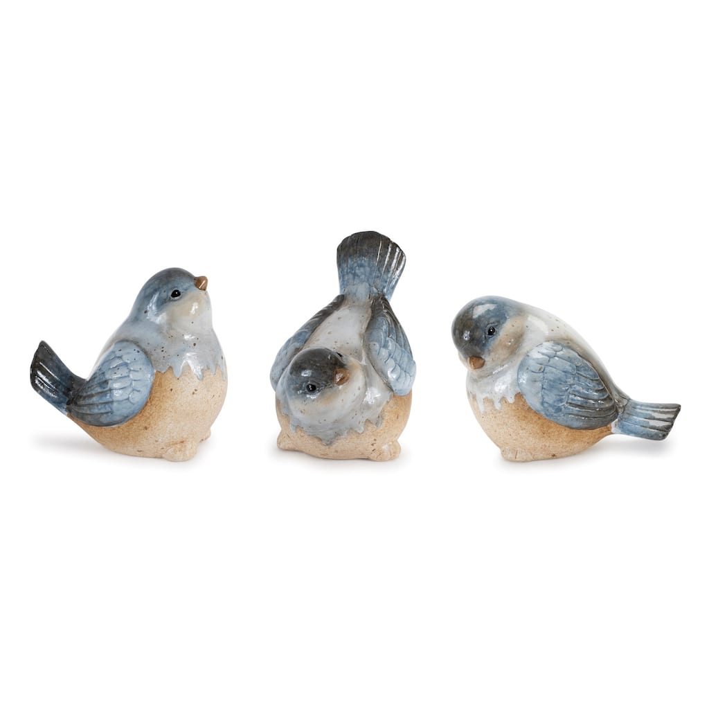 Unglazed Ceramic Bird Figurines - 4.75" - Set of 3