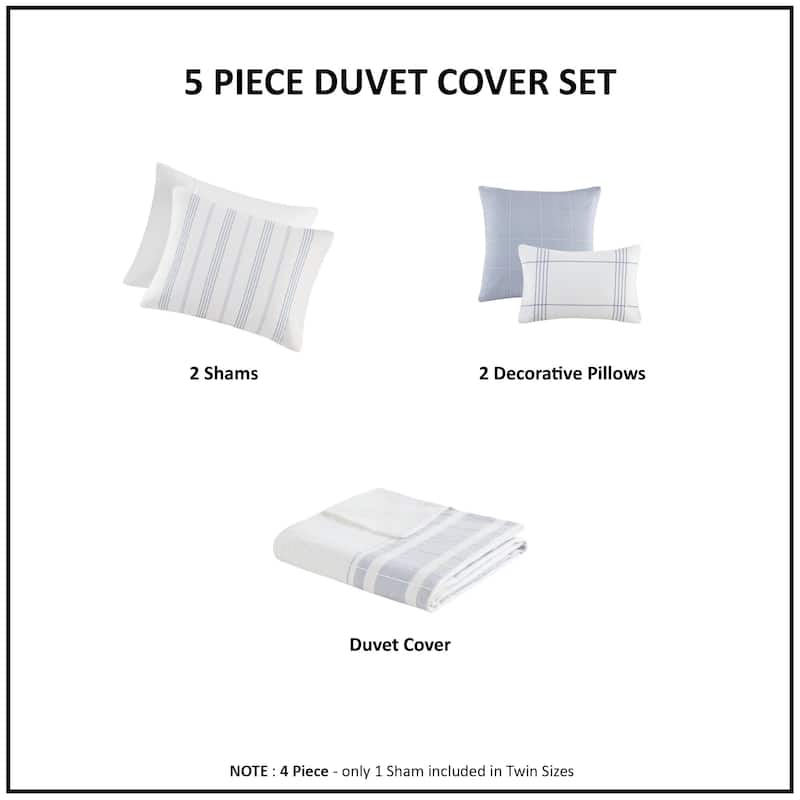 Harbor House Morgan 5 Piece Cotton Jaquard Duvet Set (Insert Excluded)