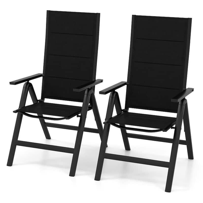 1/2/4 PCS Patio Folding Dining Chair Adjustable Outdoor Chairs - 2 PCS