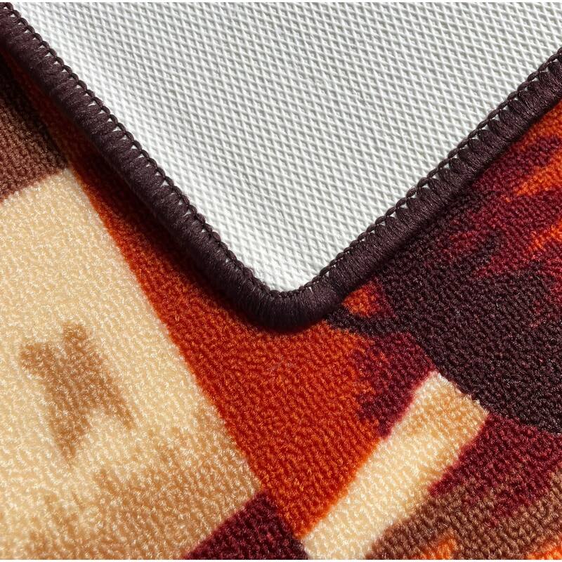 Brown Orange Washable Kitchen Runner Mat With Non-Slip Backing - 20"x55" - 20" x 55"