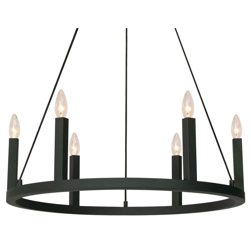 AFX GRCP26CB Grace 6 Light 26" Wide Taper Candle Style Chandelier - Black