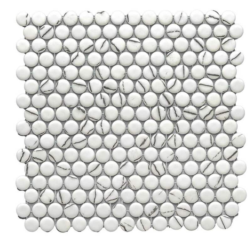 The Tile Life Eterna Penny 12x12 Round Glass Mosaic Floor, Wall & Backsplash Tile