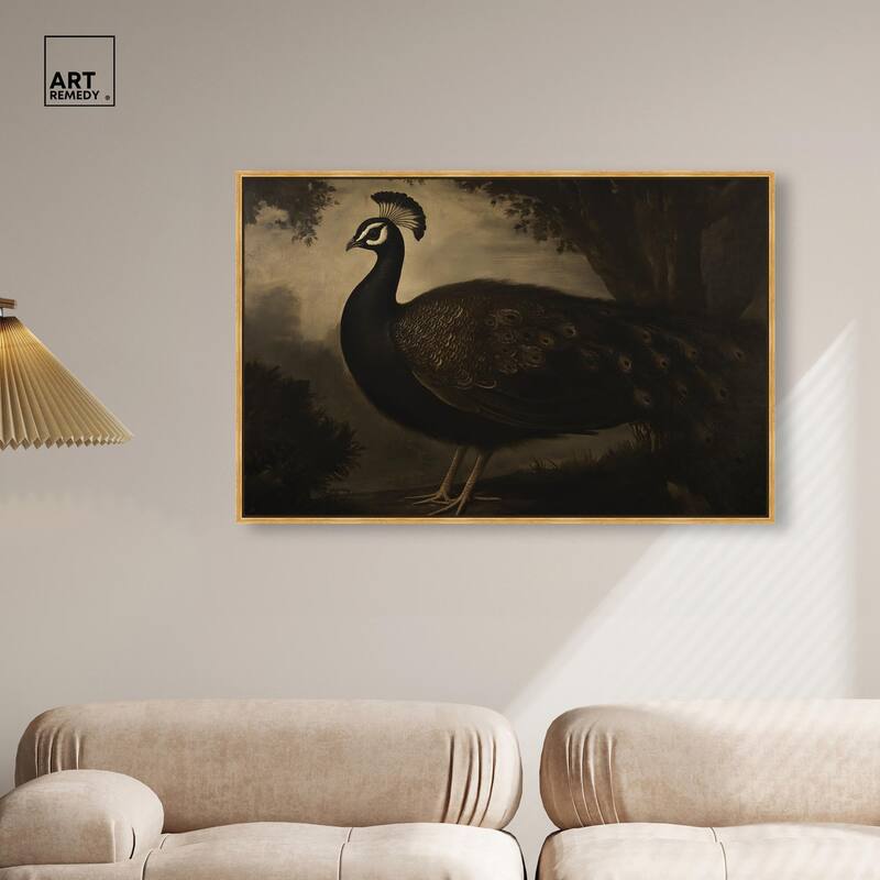 Peacock in Monotone Canvas by Art Remedy