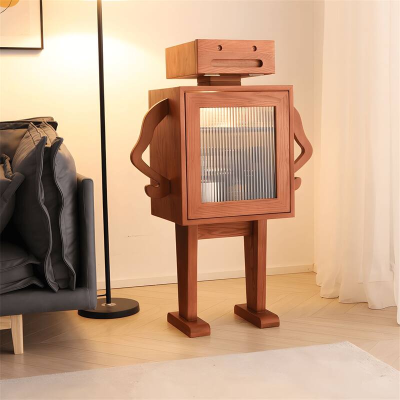 Black Walnut Robot Storage Cabinet, Accent Furniture