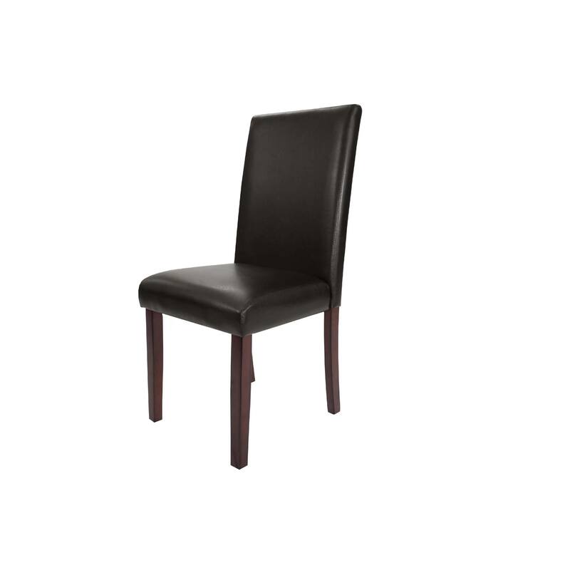 Wesley 5pc Dining Table Set, Black Faux-Leather, Faux Marble, Cherry Brown