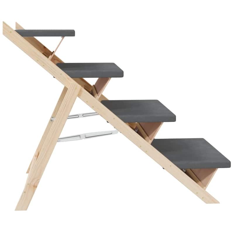 vidaXL Dog Stair Gray 41.3"x18.5" Solid Wood Fir - 41.3" x 18.5"