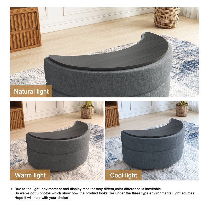 Moon Crescent Storage Upholstered Ottoman
