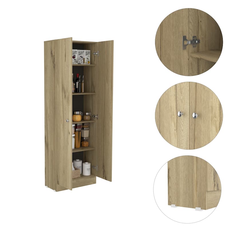 Multistorage Pantry Cabinet, Five Shelves, Double Door Cabinet