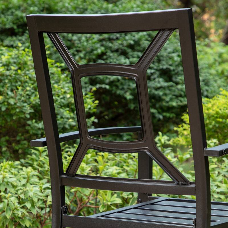 Patio E-coated Weather-resistant Stackable Dining Armchairs (Set of 2)
