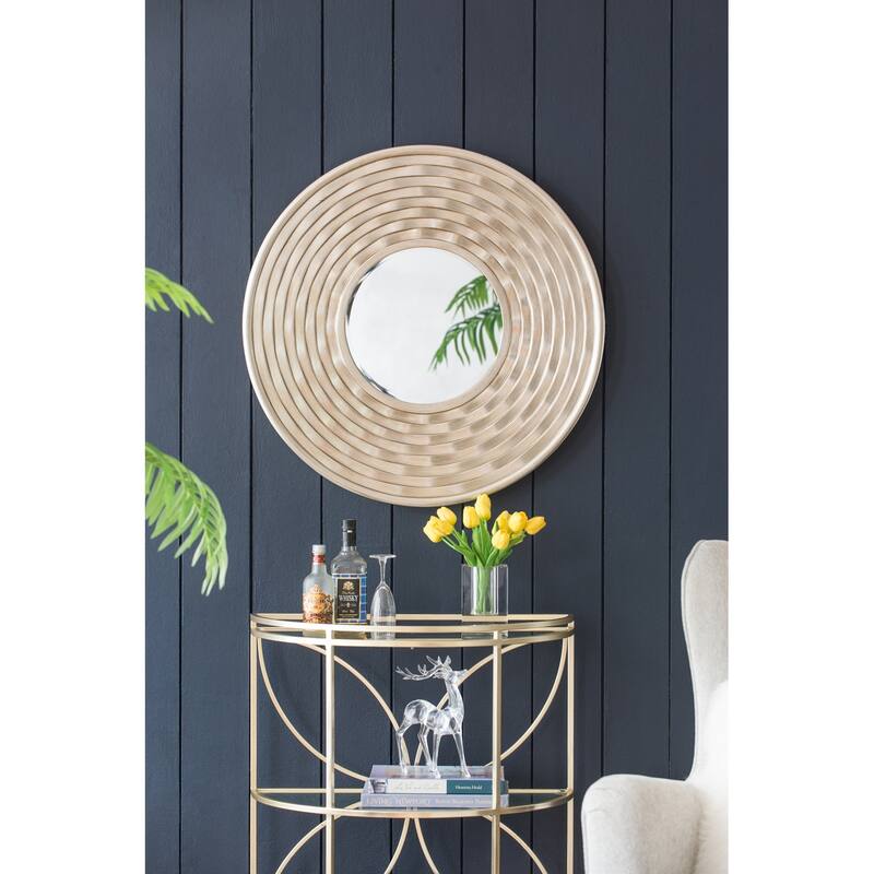 Round Wall Mounted Mirror - Home Decor for Bathroom, Living Room - Silver