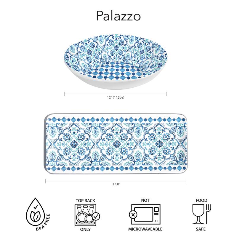 Abode Homewares Palazzo Tile Melamine Serving Platter - Multicolor - 17.8" x 7.5"