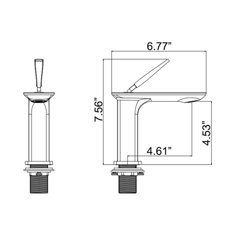 Modern Square Deck Mounted Single Hole Bathroom sink Faucet in Black