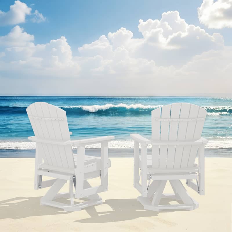 Set of 2 HDPE Adirondack Swivel Gliders, Outdoor Patio Chair Set