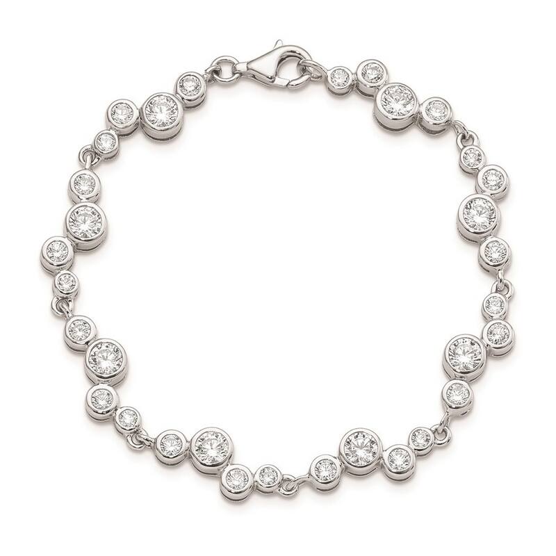 Curata 925 Sterling Silver 7.5" CZ Cubic Zirconia Bubbles Bracelet