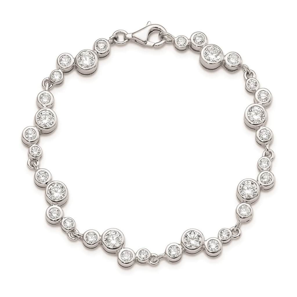 Curata 925 Sterling Silver 7.5" CZ Cubic Zirconia Bubbles Bracelet