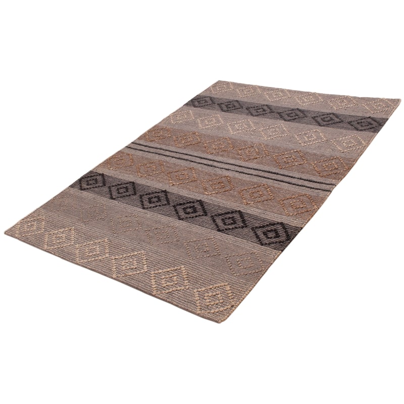 ECARPETGALLERY Braid weave Sienna Grey Wool Rug - 6'1 x 8'10
